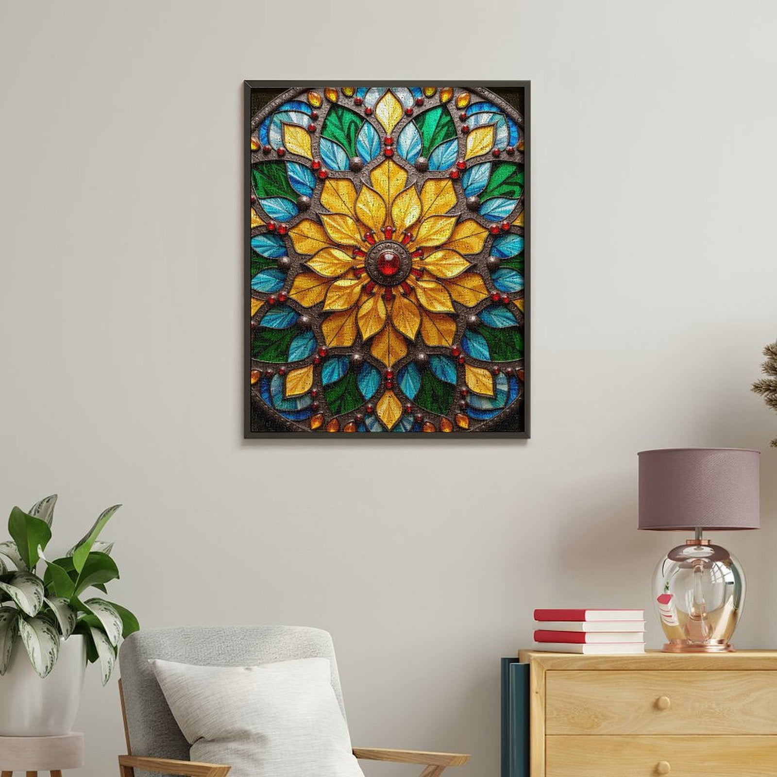Paint By Numbers Kit for Adults Beginner - DIY Stained Glass Mandala Art Canvas Painting Kits for Adults, Frameless Paint By Number for Adults for Home Wall Decor 16x20 Inch