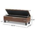 thumbnail image 6 of 50 Inch Rectangle Storage Ottoman, Upholstered Faux Leather Bench with Button Tufted and Safety Hinge, End of Bed Benches with Solid Wood Leg, for Living Room, Bedroom, Entryway, Brown, 6 of 6