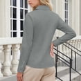thumbnail image 6 of Womens Button Down Blouse Fitted Stretch Long Sleeve Notch Collar Office Work Dress Shirts Business Casual Top (M, Gray), 6 of 7