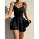 thumbnail image 4 of Gibobby Vestido corto casual para mujer Liguero de color sólido Vestido sexy Mujer Verano(Negro,CH), 4 of 4