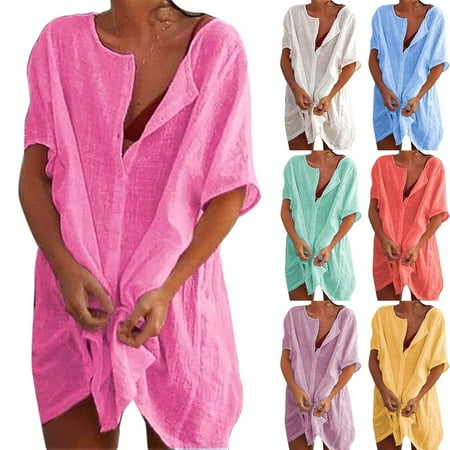 Masertor Women s Beach Bikini Cover Up Shirt Summer Swimsuit Beach Cover Up Shirt S-4XL Sun Protection