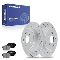 AutoShack 13.13" (333.6 mm) Rear Solid Drilled & Slotted Brake Rotors Coated   Ceramic Brake Pads | Replacement for 2006-2014 Honda Ridgeline | Silver Matte Finish | 6-PC Brake Kit | TurboGuard