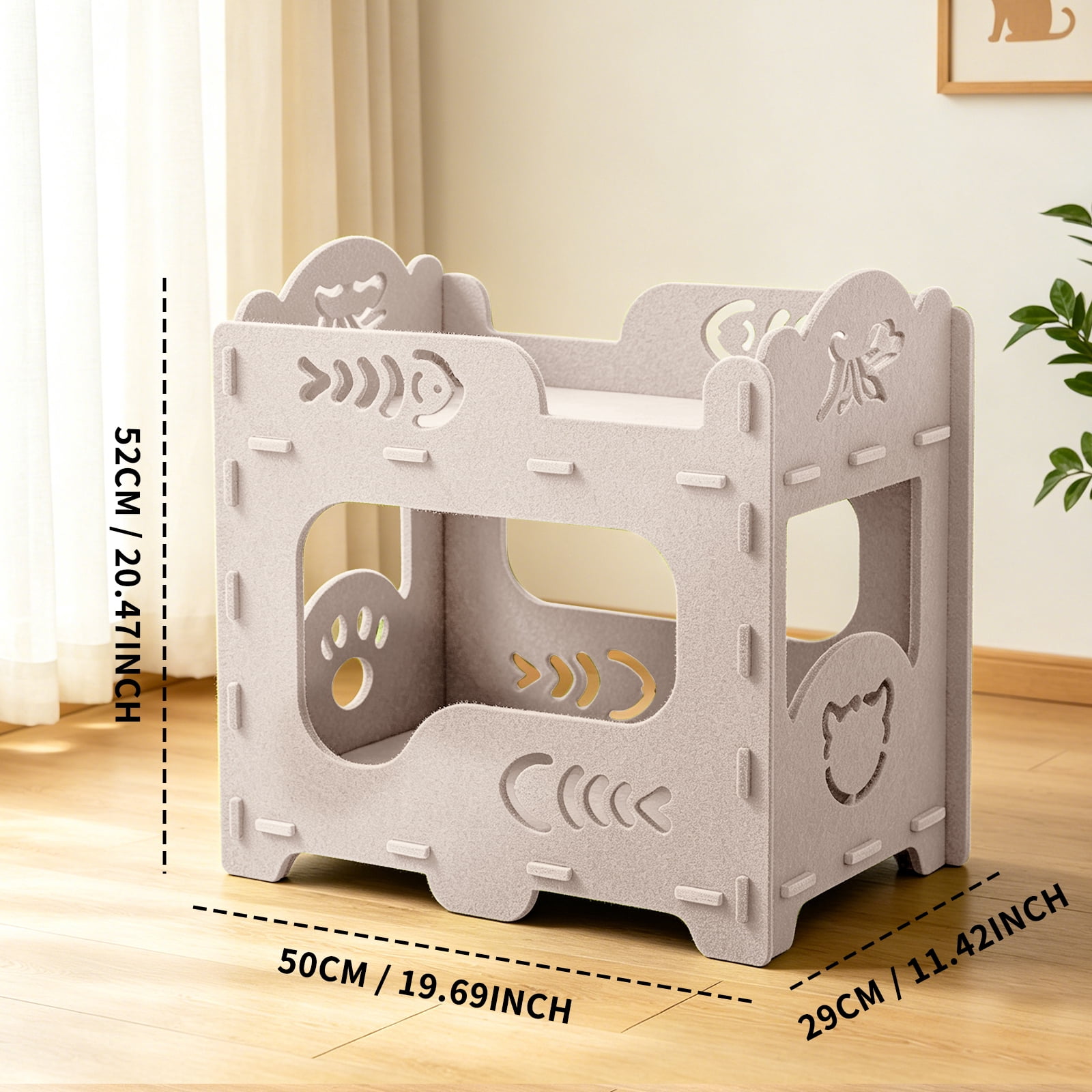 Felt Cat Bed Nest, Portable Pet Lounge House for Indoor & Outdoor Cats, Ideal for Playing Sleeping Resting, White 50x29x52cm