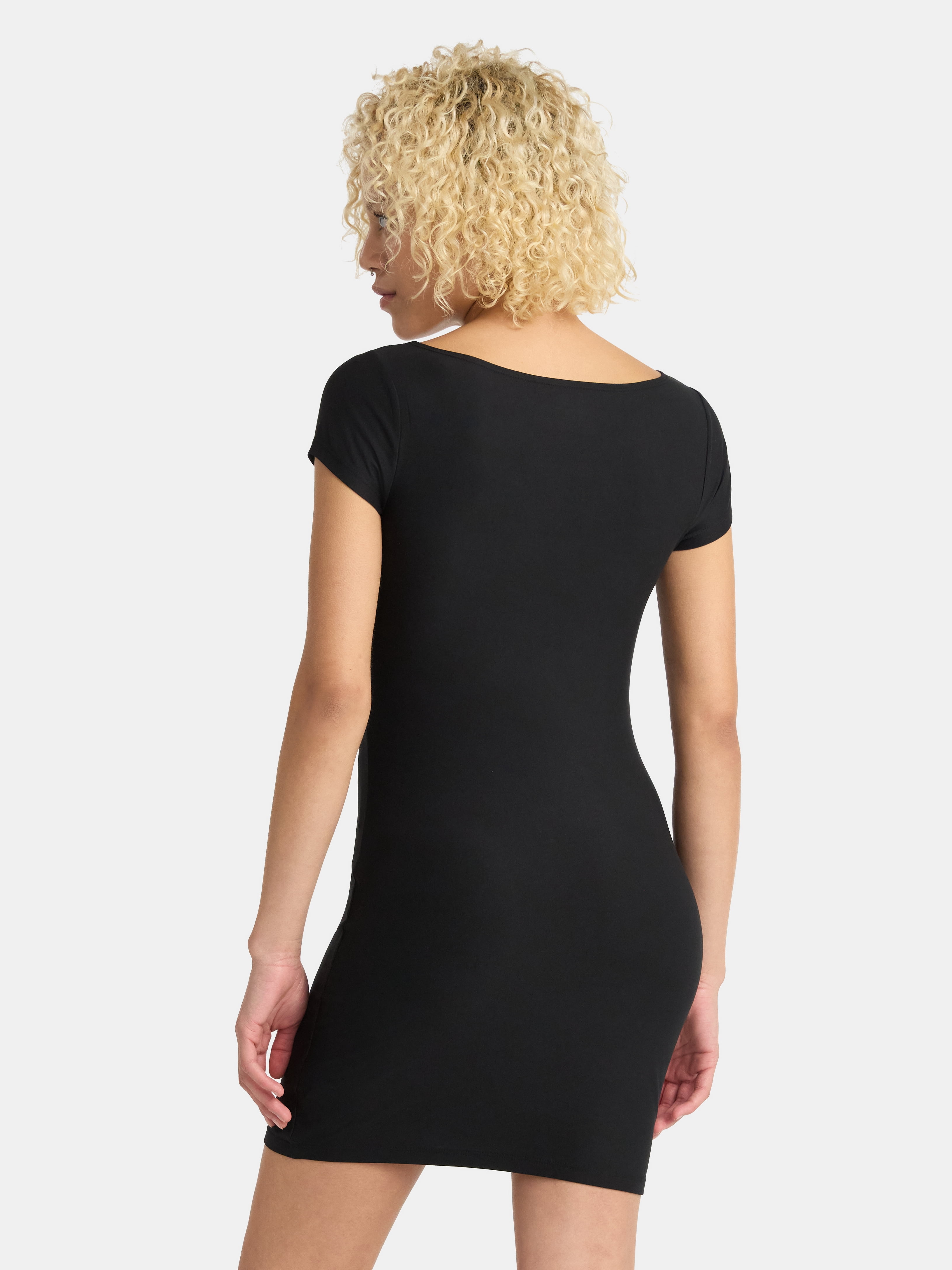 No Boundaries Scoop Neck Mini Dress with Short Sleeves, Women’s