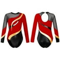 thumbnail image 5 of iiniim Marble Print Gymnastics Leotard for Girls Sparkle Dance Bodysuit Dancewear 6-16 Red 8, 5 of 7