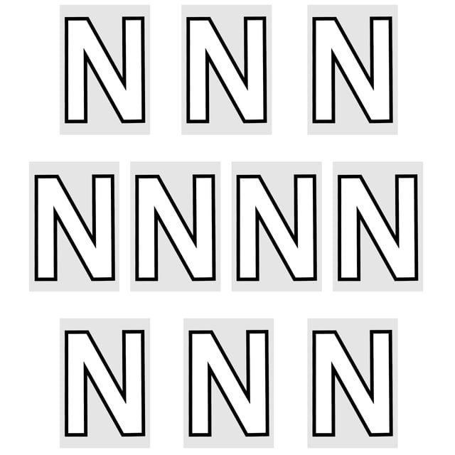 Letra N Parches Termoadhesivos Calor Transferencia Letras 2 Pulgadas Blanco Letra Bricolaje para Equipo Uniforme, Deportes Camiseta, Fútbol, Baloncesto, Béisbol Paquete de 10