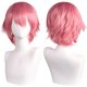 thumbnail image 1 of Xiao Hua Peluca de anime unisex de pelo corto, para cosplay, con capas esponjosas, sintética, resistente al calor, con flequillo, color rosa oscuro., 1 of 2