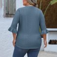 thumbnail image 4 of Diufon Womens Plus Size Tops 3/4 Length Sleeve Shirts Casual Ruffle Sleeve V Neck Textured Tunic Blouse, 4 of 6