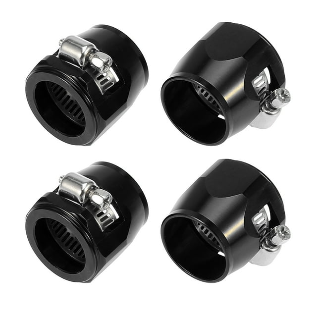 4Uds AN12 Hex Negro Coche Manguera Acabador Abrazadera Adaptador Montaje