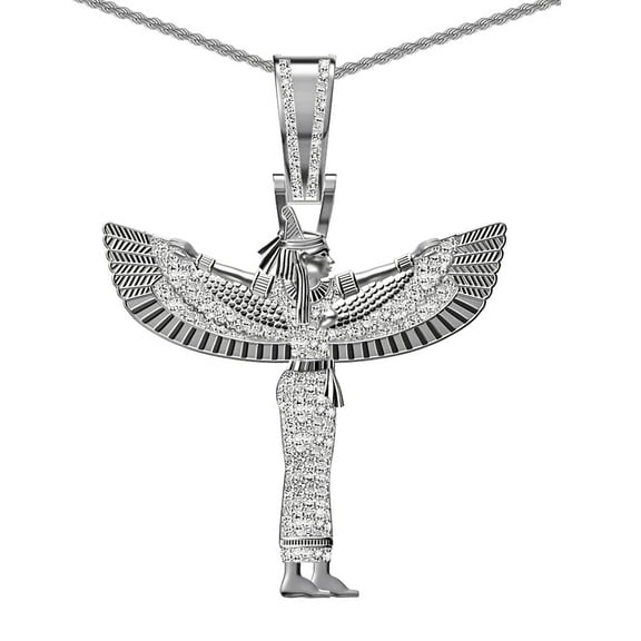 Real Diamond 0.65 Cwt. Egyptian Horus Sky Goddess God Isis Osiris Pendant Charm