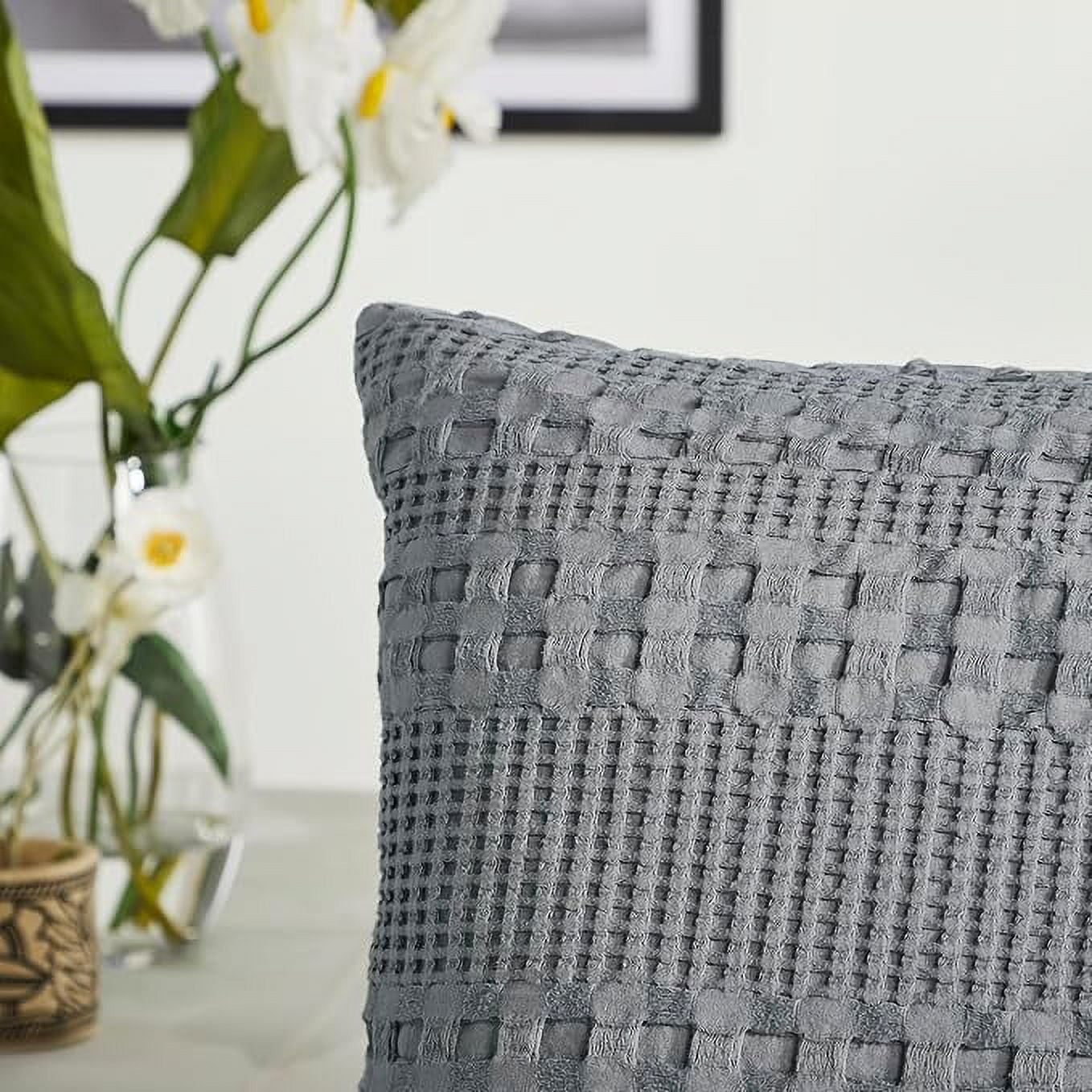 VHC Brands Waffle Weave Natural Throw 50x60, Decorative Cotton Throw Blanket, Boho Farmhouse Bedroom, Living Room Decor for Bed, Couch, or Sofa