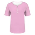 thumbnail image 3 of yunLCZ Basic Women's Tees Everyday Low Price Women's Fashion Casual Solid Color Button Short Sleeve Top T Shirt workout form-fitting T-shirts women, 3 of 7