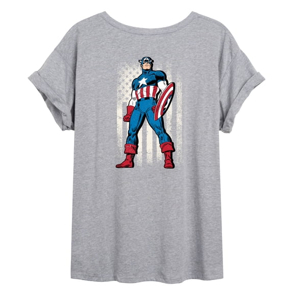 Marvel Captain America - Retro Distressed Flag - Women's Oversized Graphic T-Shirt