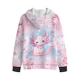 thumbnail image 5 of Xoenoiee Axolotl Cherry Blossom Print Girls Hoodies Long Sleeve Shirt Sweatshirt for Kids Fashion Pullover Hoodie Active Fall Outfits Lightweight Sweaters Tunic Tops with Zipper, XL, 5 of 7