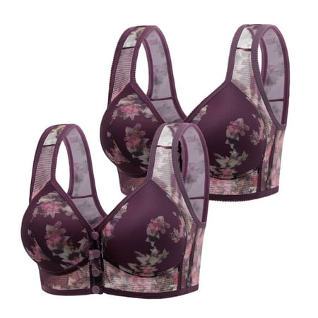 Xingpeng Sports Bras for Women Multi-Color Xxxl Women s Popular Printing Optimized Front Button Mother Underwear Side for Middle and Elderly Bras with Larger Size 180 Catties