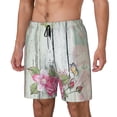 thumbnail image 2 of Uemuo Vintage Wood with Floral Pattern Mens Swim Trunks Quick Dry Board Shorts with Mesh Lining, Stretch Beach Shorts Quick Dry No-Chafing Board Shorts-, 2 of 9