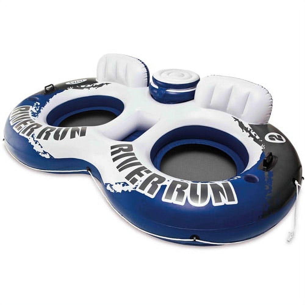 Inflatable River Run II Double Seater Lounge Pool Float in Blue & White, Adult - image 3 of 3