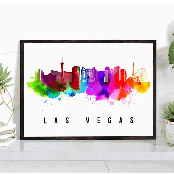 Pera Print Las Vegas Skyline Nevada Poster, Las Vegas Cityscape Painting Unframed Poster, Las Vegas Nevada Poster, Nevada Home Office Wall Decor - 5x7 Inches