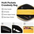 thumbnail image 4 of Bolso bandolera para cámara para mujer, bolso de hombro con correa ancha de cuero auténtico, bolso mensajero de doble capa con entramado rómbico, 4 of 6