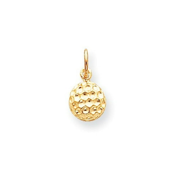 Bijou Solid 10k Yellow Gold Concave Golf Ball Pendant