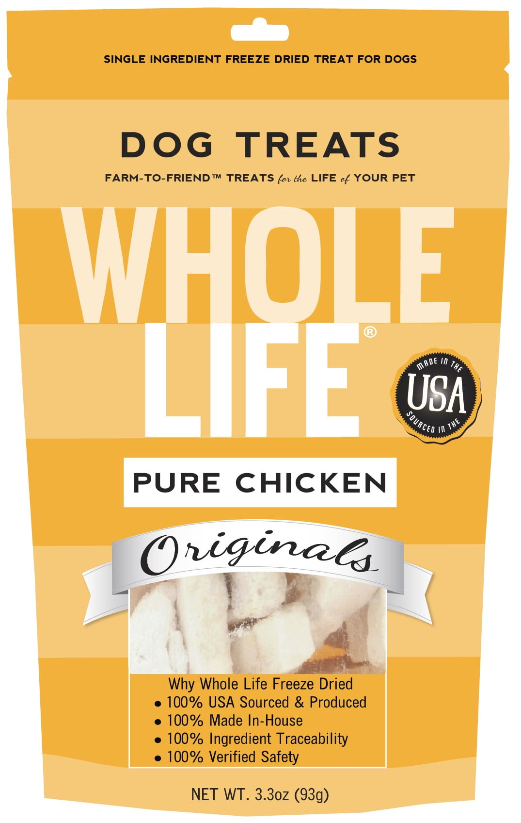 Whole Life Pet Originals 100 Chicken Freeze Dried Dog Treats 3.3 oz
