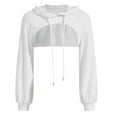 thumbnail image 2 of Women'S Clothing Women's Solid Color Sweatshirt Women's Large Size Casual Long Sleeved Solid Color Irregular Personality Navel Ultra Short Long Sleeved Top Hooded Loose Sweatshirt, 2 of 5