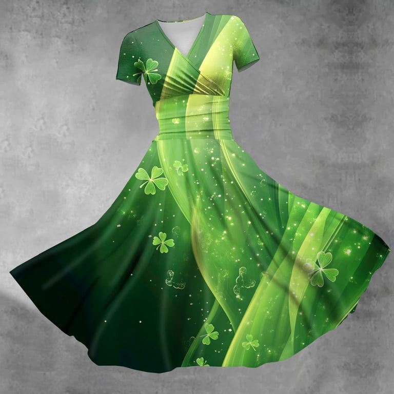 St Patrick Day Dresses for Women Irish Festival Holiday Wrap