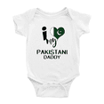 thumbnail image 1 of I Heart My Pakistani Daddy Pakistan Love Flag Newborn Baby Bodysuits, 1 of 5