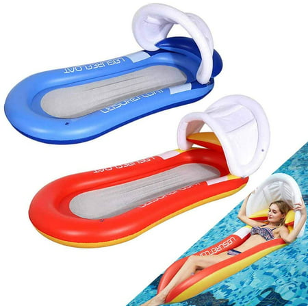 2 Pack Mesh Pool Floats for Adults with Canopy, Inflatable Hammock Pool ...