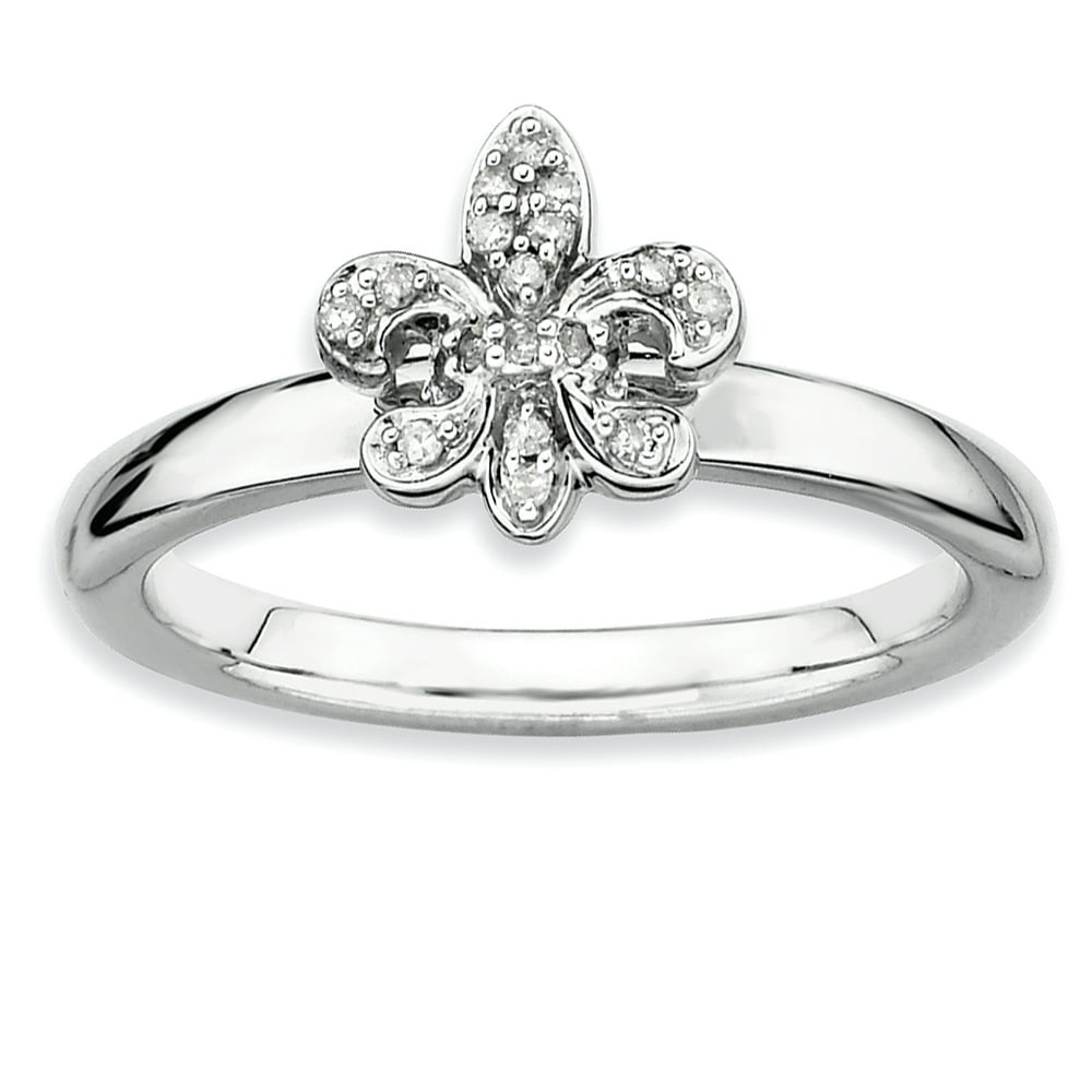 IceCarats - 925 Sterling Silver Fleur De Lis Diamond Band Ring Size 9. ...