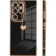 thumbnail image 4 of Samsung Galaxy S23 Ultra 5G Case Love Heart 6D Plating Electroplate Luxury Elegant Case Camera Protector Soft TPU Shockproof Protective Corner Back Cover -Black, 4 of 5