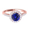 thumbnail image 2 of Aonejewelry 1.20 Ct. Halo Tanzanite and Diamond Engagement Ring In 14k Rose Gold, 2 of 4