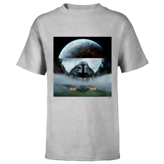 Star Wars The Mandalorian Season 3 Coruscant & Starfighters - Short Sleeve T-Shirt for Kids - Customized-Athletic Heather