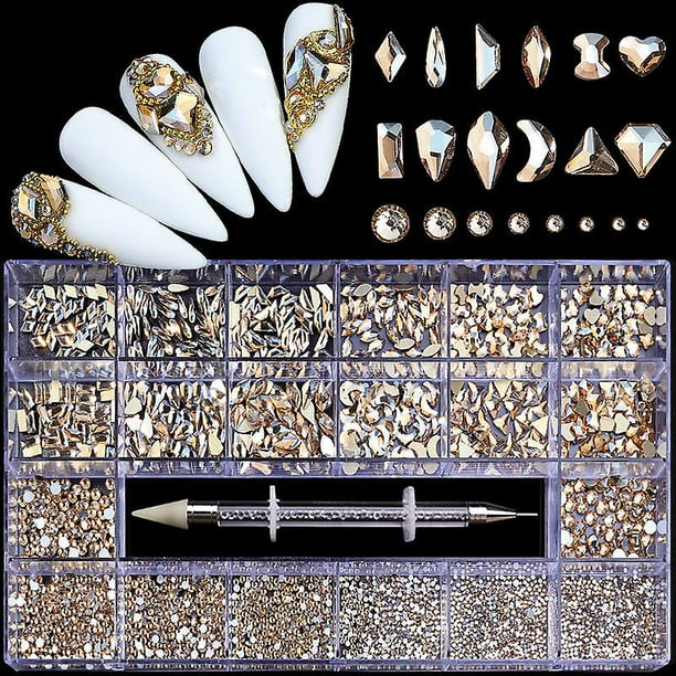 Kit de diamantes de imitación para decoración de uñas, 2500 Uds., mezcla 3d de diamantes de imitación para decoración de uñas, diamantes de imitación con forma especial para uñas, kit de cristales para uñas, diamantes de imitación para Bo Rojo Verde Cocina, Decoración y Otros