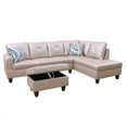 thumbnail image 4 of Mardelle 97" Wide Faux Leather 3 Pieces Right Facing Sofa Set With Ottoman, 4 of 5