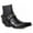 Black, variant on EGNMCR Men's Ankle Boots Men Shoes British Style Hasp Casual Mid Heel Fashion Buckle Leather Short Knight Men boots
