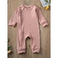 thumbnail image 2 of Bagilaanoe Newborn Baby Girl Boys Fall Jumpsuit Ribbed Long Sleeve Bodysuit Infant Autumn Zipper One Piece Romper, 2 of 9