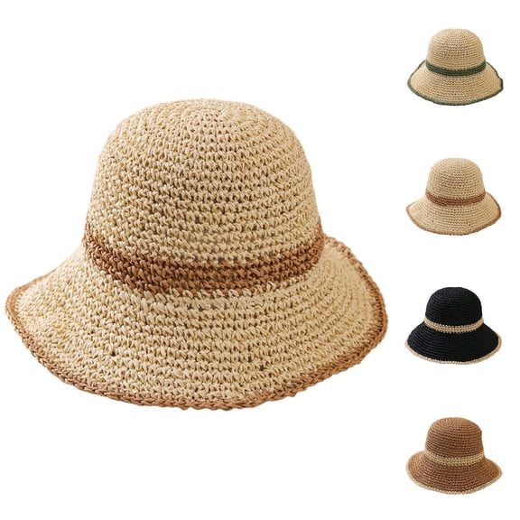 CAIXIA Resort Sun Hat for Women Wide Brim Packable UV Protection Bucket Hat Adjustable for Summer Beach Travel Outdoor