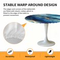 thumbnail image 6 of Abstract Blue Golden Marble Texture Elastic Fitted Round Table Cover Modern Style Waterproof Outdoor Tablecloth for Holiday Party, Picnic, Patio & Dining Fits Tables Up to 36"-44", 6 of 8