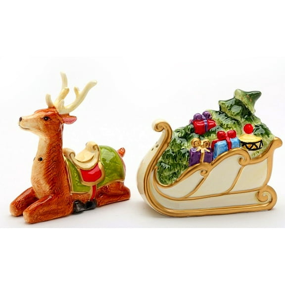 Sleigh  with Deer  Salt & Pepper Shaker