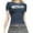 Navy Blue, variant on Women's Stitched Short Sleeve Logo Graphic Crop Tee for Summer,Casual Streetwear,Back to School