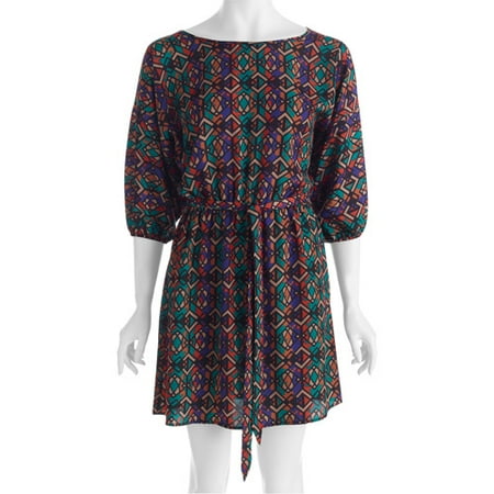 Miss Tina Women's Tie Waist Dolman Sleeve Dress