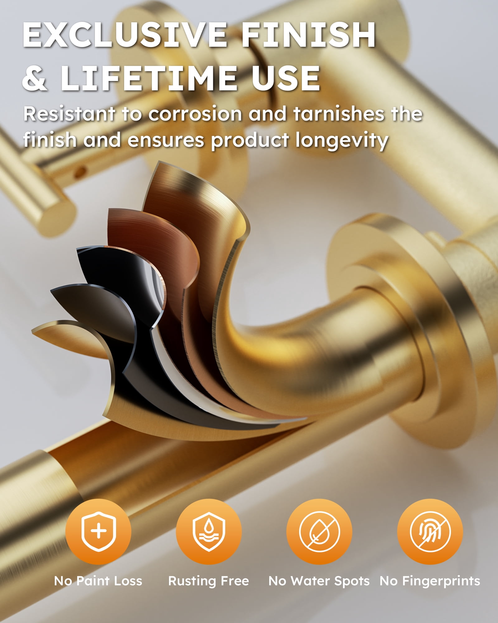 Wowow Wall Mount Tub Filler: Gold Tub Faucet High Flow Two Handles Solid Brass, Long Spout Reach,Tub Faucet Bathroom Bathtub Faucets with 2 Handles Tub Faucets with Brass Rough in Valve Include