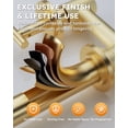 thumbnail image 5 of Wowow Wall Mount Tub Filler: Gold Tub Faucet High Flow Two Handles Solid Brass, Long Spout Reach,Tub Faucet Bathroom Bathtub Faucets with 2 Handles Tub Faucets with Brass Rough in Valve Include, 5 of 8