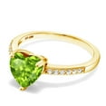 thumbnail image 3 of Gem Stone King 1.74 Ct Heart Shape Green Peridot 18K Yellow Gold Plated Silver Ring, 3 of 5