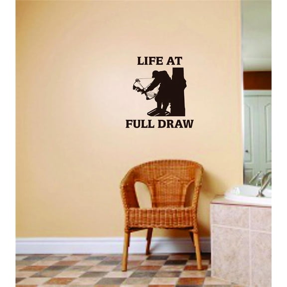 Custom Wall Decal Life At Full Draw Bow & Arrow Buck Deer Duck Rabbit Animal Hunter Hunting Mens Vinyl Stickers Wall 18 X 18"