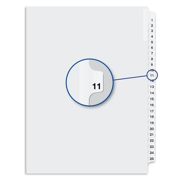 Quest QW1185-1/25-11 Quest Numerical Litigation Index Divider 1 to 12 #11- 1 Each