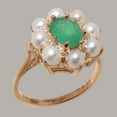 thumbnail image 2 of LBG British Made 10k Rose Gold Natural Emerald & Cultured Pearl Womens Anniversary Ring - 33 size options - Size 6.75, 2 of 6