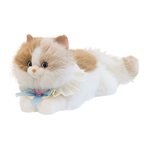 Realistic Simulation Cat Plush Toy, 15.7 or 19.7 Inch Stuffed Animal Kitten Doll, Large Animated Cat with Music and Bib for Kids, Coffee and Grey