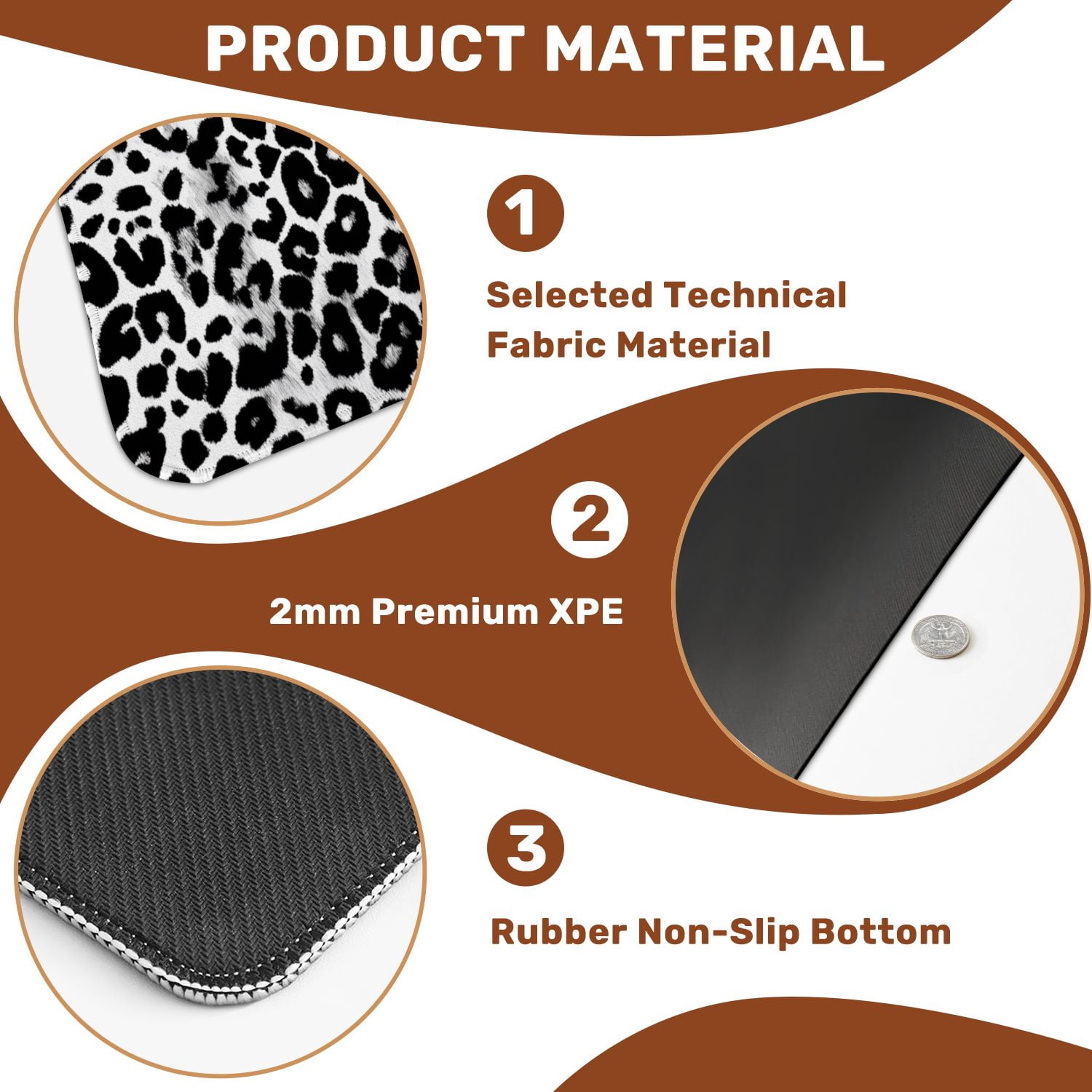 Mahjong Mat 31.5" x 31.5" leopard repeating seamless monochrome black white Non-Slip Noise Reduction American Mahjong Tiles Table Cover for Dominoes Poker Card Board Games Gift